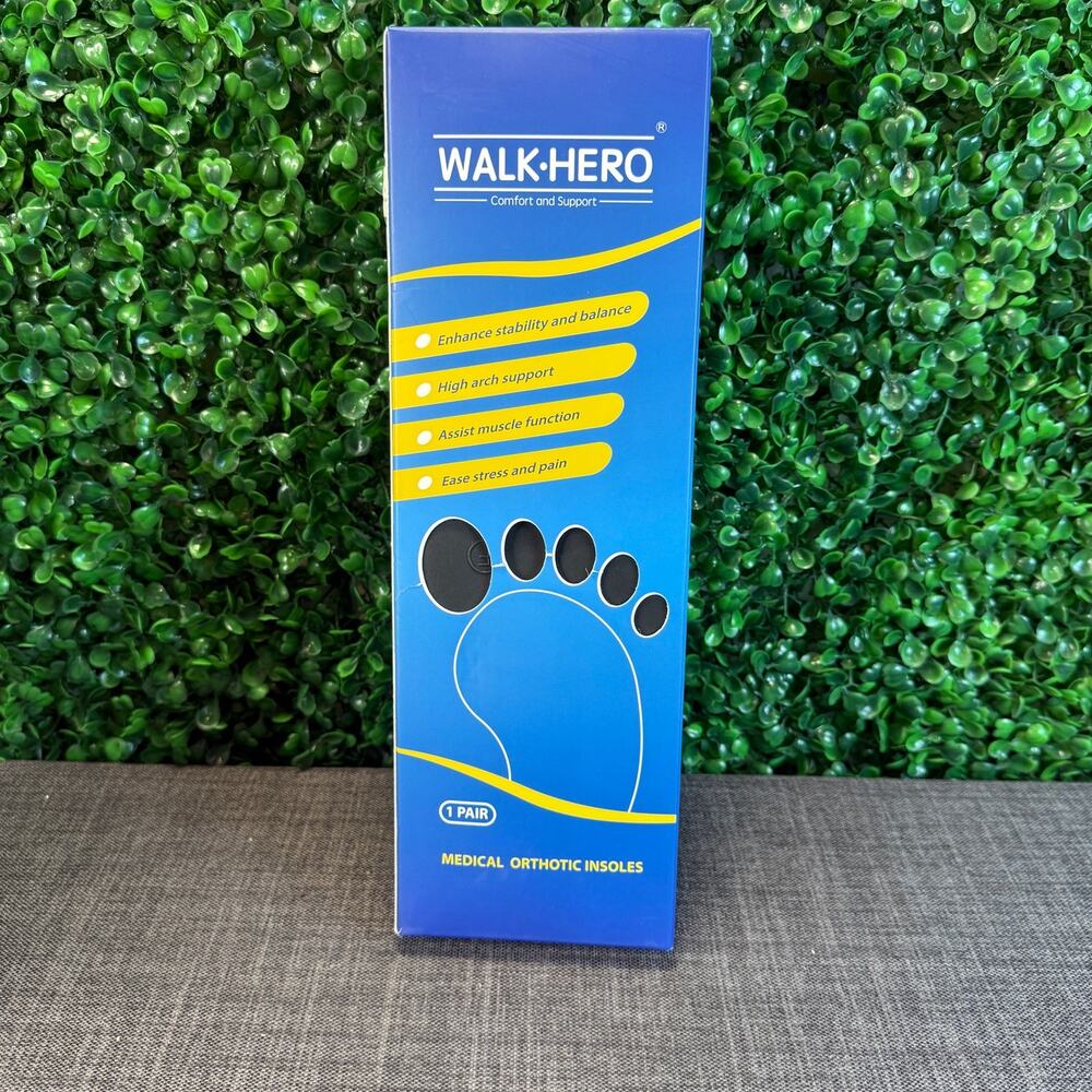 NIB Walkhero Orthotic Insoles Plantar Fasciitis High Arch Support  Mens 9 - 9.5
